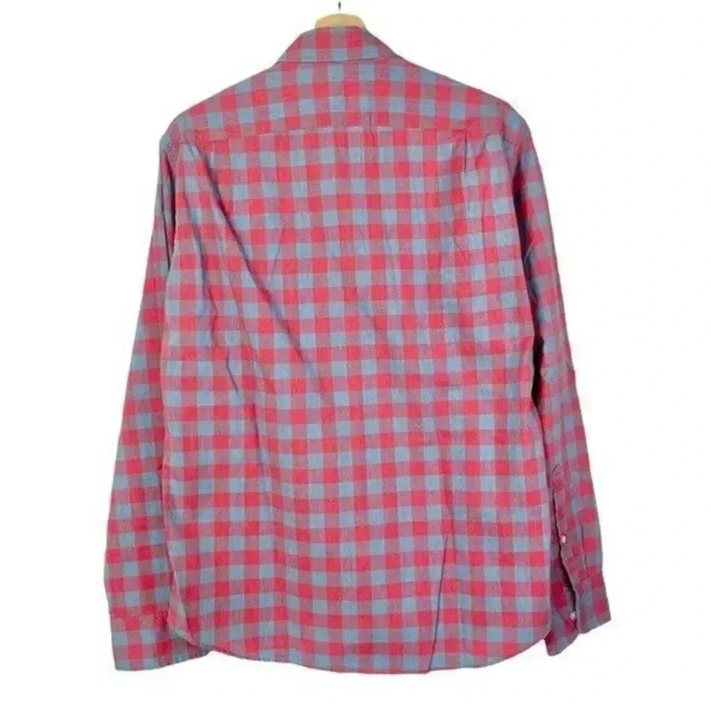 J. Crew Blue & Red Checkered Plaid Long Sleeve Button Down M